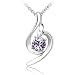 Light Purple Genuine Crystal Pendant, Elegant Women Necklace, 18K White Gold Plated, Come With FREE 18