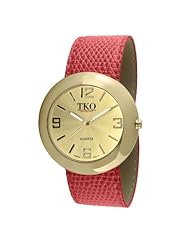 TKO ORLOGI Womens TK616 Gold Red Leather Slap Watch