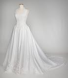 White Satin Wedding Gown with Halter Neckline