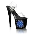7 1/2 Inch High Platform Sexy Shoes Circle Light Up Shoes Stripper Shoes Ankle Strap Sandals Black Blue