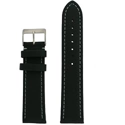 Sport Watch Band Lorica Waterproof Leather Black 20 millimeter Tech Swiss