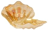 Bottom Surface Painted Glass Amber Color Scallop Shell Small Bowl 10" D