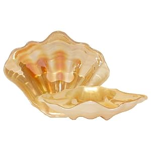 Buy Bottom Surface Painted Glass Amber Color Scallop Shell Small Bowl 10 D now!