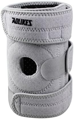 Penagy Professional Knee Brace Hinged Open Patella Compression Support Sleeve for Runners Knee Pads - Gray (Left Leg)