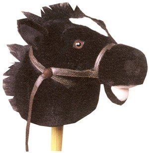 Childrens Toyshop  Toys : Plush Black Giddy Pony Stick Horse 37"
