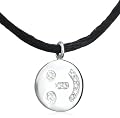 14k White Gold Diamond Winking Emoticon Disk Necklace (.05 cttw), 17