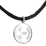 14k White Gold Diamond Winking Emoticon Disk Necklace (.05 cttw), 17"