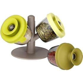 Vacuvin Popsome Herbs & Spices Storage Container and Dispenser Plastic Olive Green Light Green Set of 3 0.16 Litre 8.5 cm x 8.5 cm x 7.6 cm