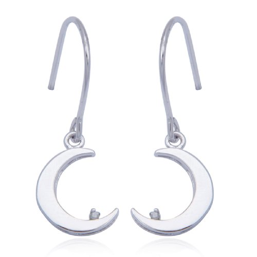 Sterling Silver Diamond-Accent Moon Earrings