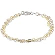 Sterling Silver Tri Color Triple Cable Bracelet - 7.25 Inches
