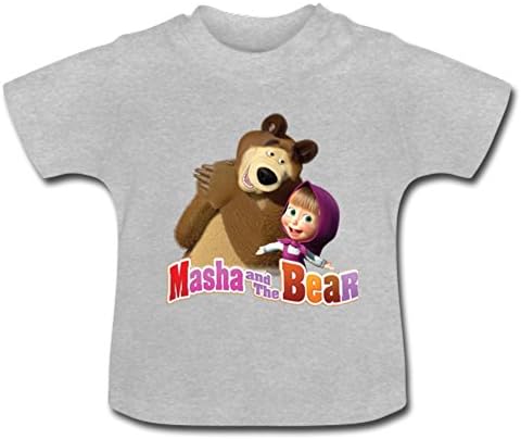 MsMr Cotton T Shirts Masha And The bear Baby Boys/Girls(24months,LightGrey)