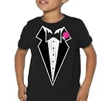 Childrens Size Tuxedo With Pink Flower T-Shirt #7 (Black)