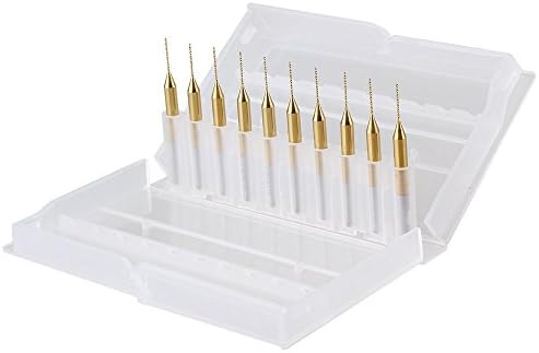 CNBTR 3.175mm Shank Dia 0.5mm Blade Dia Gold Titanium Coated Carbide PCB Jewelry Tools CNC Drill Bit Router Pack of 10