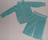 Ralph Lauren Girls 2 Piece Velour Sweatsuit w/ Stripe Detail and Pony Logo