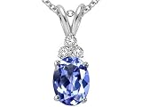 1.01 cts Genuine Tanzanite and Diamond Pendant - 14kt White or Yellow Gold