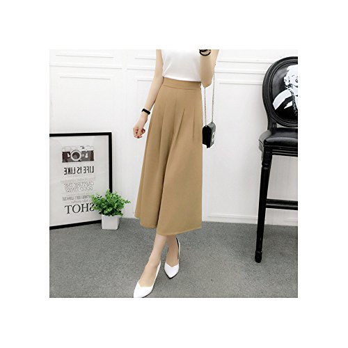 InitialG【イニシャルジー】スカーチョパンツ レディース 女性用 ガウチョパンツ ボトムス ハイウェスト スカンツ ワイドパンツ 無地 7分丈 綿麻シフォン wy06-lcxxfs-ft215---8450