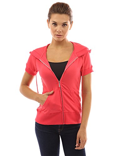 PattyBoutik Women's Hoodie Zip Up Short Sleeve Jacket