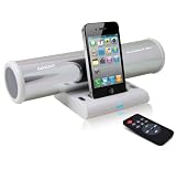 from AZATOM AZATOM HouseDance Max Silver: iPod - iPhone - iPod Touch docking station speaker. Produces 24watts of 3D sound via its unique polished silver aluminium design. Dock and charge all iPhones & iPods. Supplied with a feature full remote control. (Model HouseDance Max)