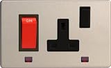 Varilight - 45A Cooker Panel (with 13A Switched Socket) And With Neon Dimension Screwless Matt Chrome - XDS45PNBS