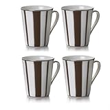 Mikasa Color Studio Brown-Platinum Stripes Set of 4 Mugs