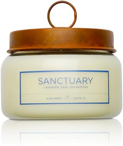 Sanctuary - 10 Oz - Soy Wax Scented Candle with 100% Pure Essential Oils (Eucalyptus, Lavender & Sage), Aromatherapy, Reusable Apothecary Jar with Lid, Handmade in USA