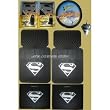 Superman Shield Gray logo Design 8pc Combo Set Front & Rear Floor Mats, Seat Covers, Steering Wheel Cover & Keychain