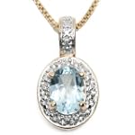 Stunning Blue Topaz Vermeil Gold over Sterling Silver Pendant Necklace