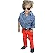 FEITONG 1Set Kids Toddler Boys Handsome Denim T-shirt+Denim Trousers (4 Years, Blue)