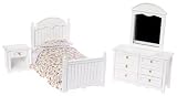 Country Style Bedroom Set 3 pc. Dresser w/Mirror Country Style Bed spread Miniature Dollhouse Furniture