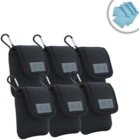 Convenient 2-Way Radio Cover Pouch (6 Pack) with Belt Loop & Carabiner by USA Gear - Works With Cobra microTALK CXT135 , CX210 , CX112 and Many More Two-Way Radios