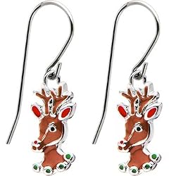 Stainless Steel Holiday Reindeer Earrings