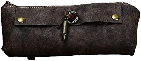 Miraclekoo Korea Style Ultra Texture Leather Zipper Pencil Bag / Pen Pouch,1 Pack, Grey Coffee Color