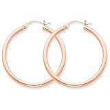 14k Rose Gold 2.5mm Polished Hoop Earrings