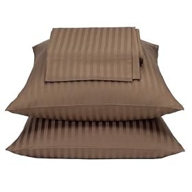 450-Thread-Count Damask Stripe Sheet Set - Brown (Twin)