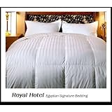 Royal Hotel's 1200-Thread-Count Queen Size White Siberian Goose Down Comforter 100 percent Egyptian-Cotton 1200 TC - 750FP - 50Oz - Striped White