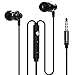 Earphones, VEGO 3.5mm Jack Metal Aluminum Magic Sound Stereo Rich Bass In Ear Headphones Earbuds with Mic Microphone, Remote and Volume Control - Black
