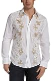 Vintage Red Young Men's Monet Tonal Embroidery Long Sleeve Shirt