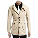DOUBLJU Mens Casual Pocket Point Half Trench Coat BEIGE XL (GJ16)
