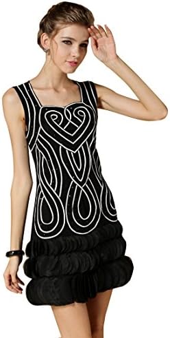 Gatsby Dress 1920s Black Heart Clubwear Inspired Petals Short Mini Dress