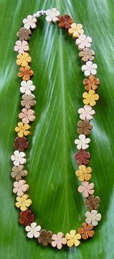 Hawaiian Plumeria Flower Koa Wood Necklace