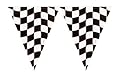 Club Pack of 12 Black and White Checkered Hanging Party Banner Flag Decorations 12'