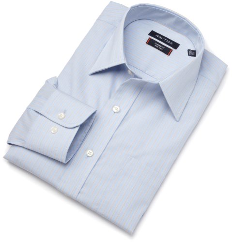  Nautica Men's Non Iron Stripe Clifford Straight Collar Shirt