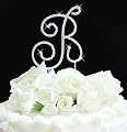 Full Crystal Monogram Wedding Cake Toppers Silver Initial Letter