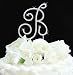 Full Crystal Monogram Wedding Cake Toppers Silver Initial Letter