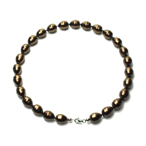 Sterling Silver 12mm Chocolate Shell Pearl Baroque Necklace, 18"