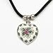 Necklace, polymer clay and imitation rhodium-plated pewter with round velvet cord, white, 25mm heart with rhinestones