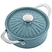 Rachael Ray Cucina Hard Porcelain Enamel Nonstick Covered Round Casserole, 2.5-Quart, Agave Blue