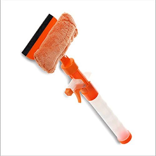 All in One Squeegee Window Wiper with Spray Bottle and Detachable Microfibre Cleaning Cloth and Rubber Blade