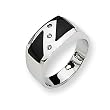 Diamond and Onyx Sterling Silver Men's Ring (Sizes 9-11)