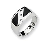 Diamond and Onyx Sterling Silver Men's Ring (Sizes 9-11)